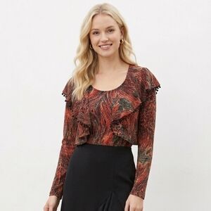 SZ14 2Pc Matching Set Tank Beaded Bolero Jacket Red Gold Joseph Ribkoff